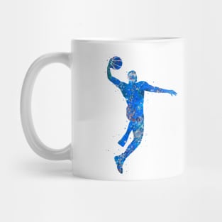 Basketball player jump blue watercolor Mug